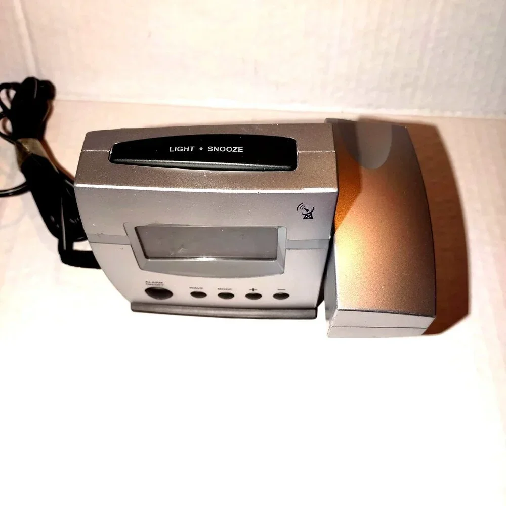 Projection Alarm Clock W/Snooze & Light Feature Silver Finish Includes Adapter